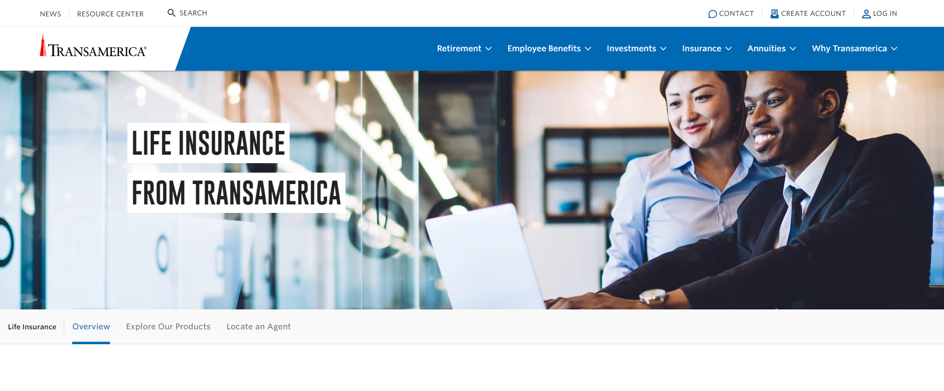Transamerica Site Screenshot: Best Aetna Medicare Supplement Insurance