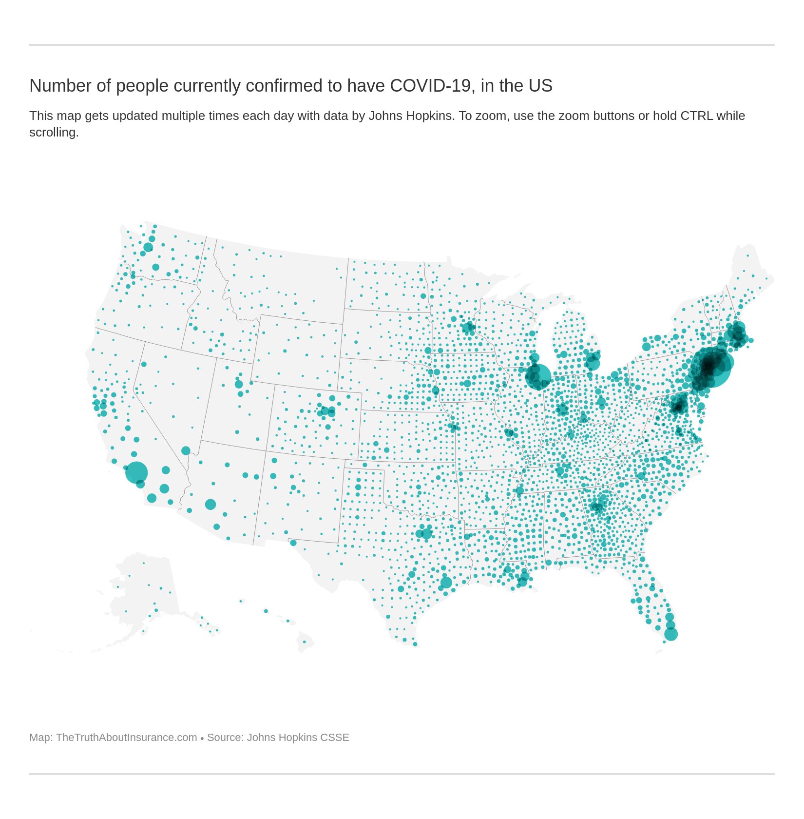 Number of people currently confirmed to have COVID-19, in the US